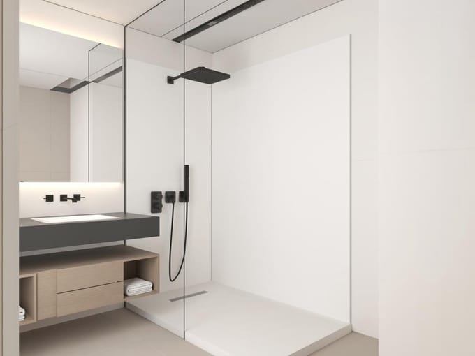 Vente-unique Set van 2 douchewandpanelen in aluminium inclusief profielen - L90 x L120 x H210 cm - ITZIAR