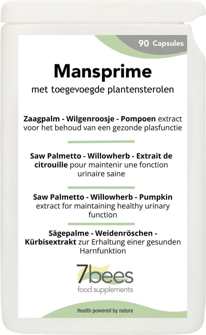 7Bees Mansprime - Prostaat & Urinewegen - Met Zaagpalm & Pompoenpit - 90 Vegan Capsules