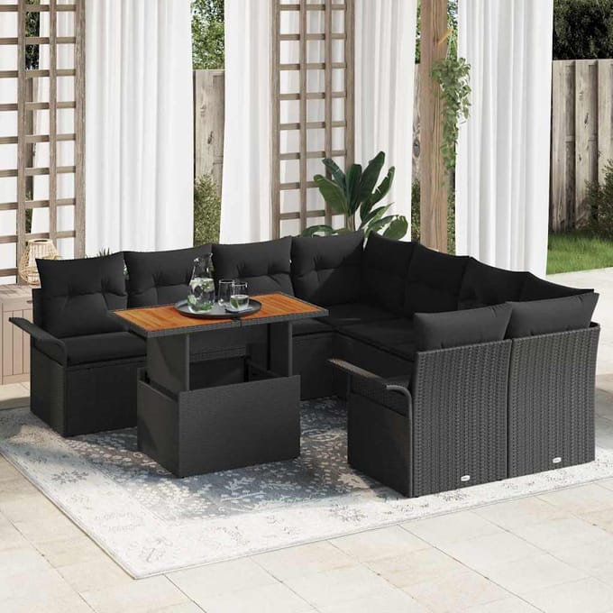 vidaXL - Tuinbank - Set - met - kussen - Zwart