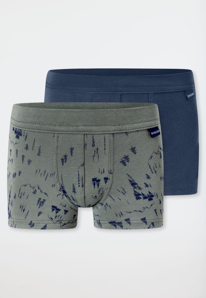 Shorts, set van 2, donkerblauw/groen - Fine Rib 128