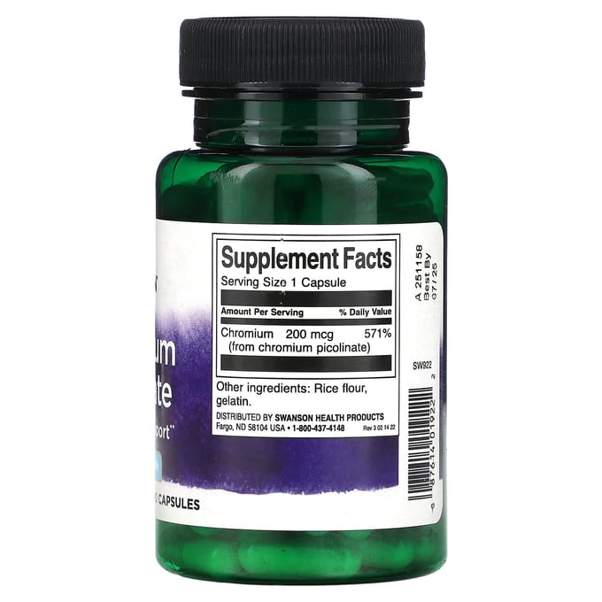 Chroom Picolinaat, 200Mcg, 100 Capsules