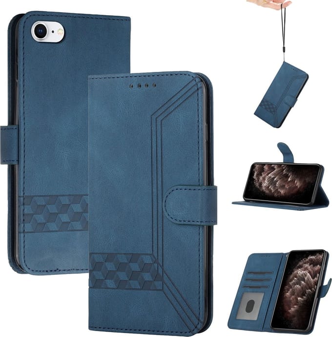Bookcase geschikt voor Apple iPhone 8 | PU Lederen Telefoonhoesje | Pasjeshouder | Blauw