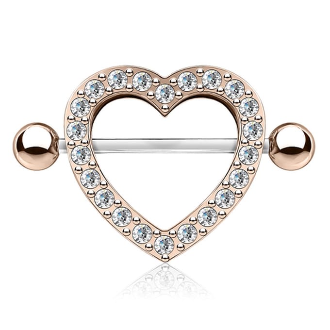 Tepelpiercing hartje 3D 1.6x14 - rose - LMPiercings