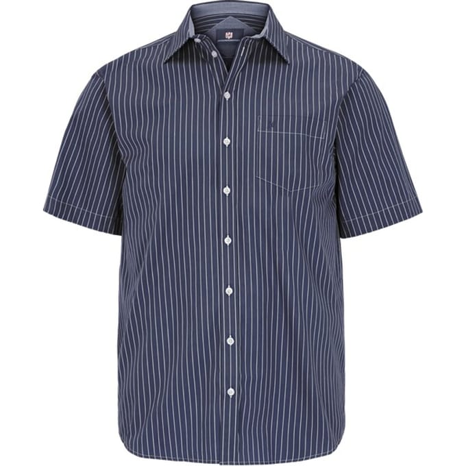Jan Vanderstorm herren Gestreept Overhemd - 51/52 - blauw - Plus Size