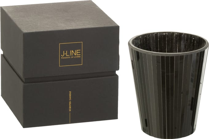 J-Line geurkaars Noa - Spicy Twilight - glas - zwart - large - 60U