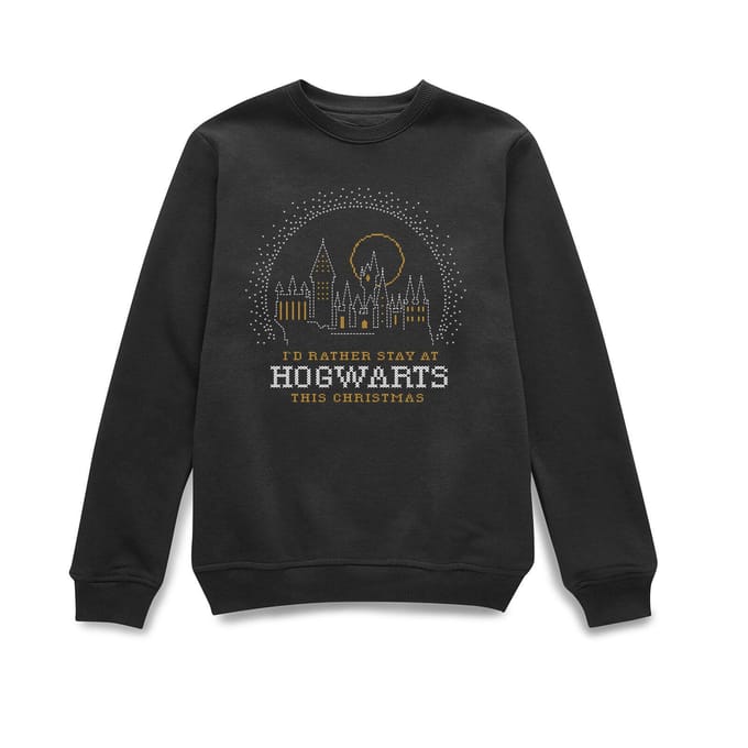 Harry Potter I'd Rather Stay At Hogwarts kersttrui - Zwart - S