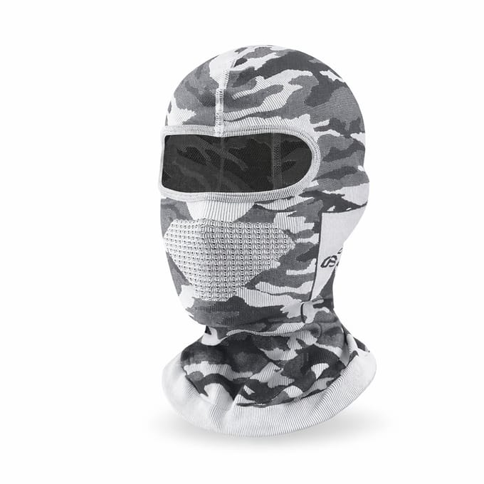 Cloudy Bivakmuts Balaclava – Ademend & Dun onder Helm – Fiets, Motor en Scooter – Grijs-witte camouflage