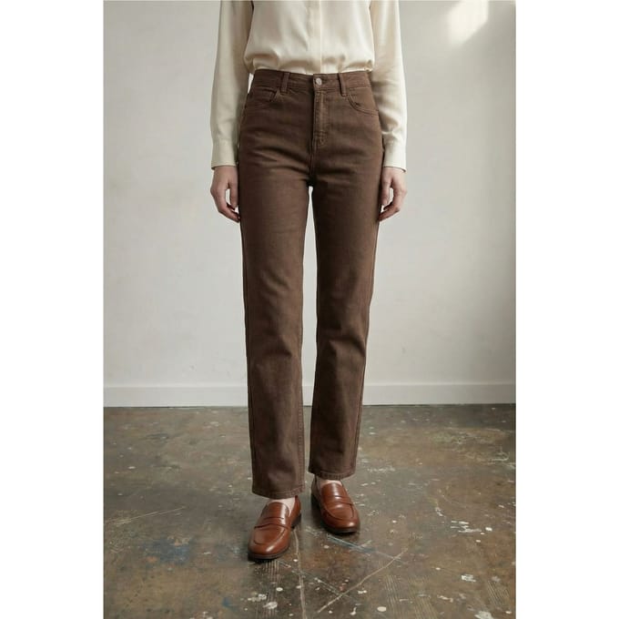 Hoge Taille Denim Rechte Pantalon met Zakken