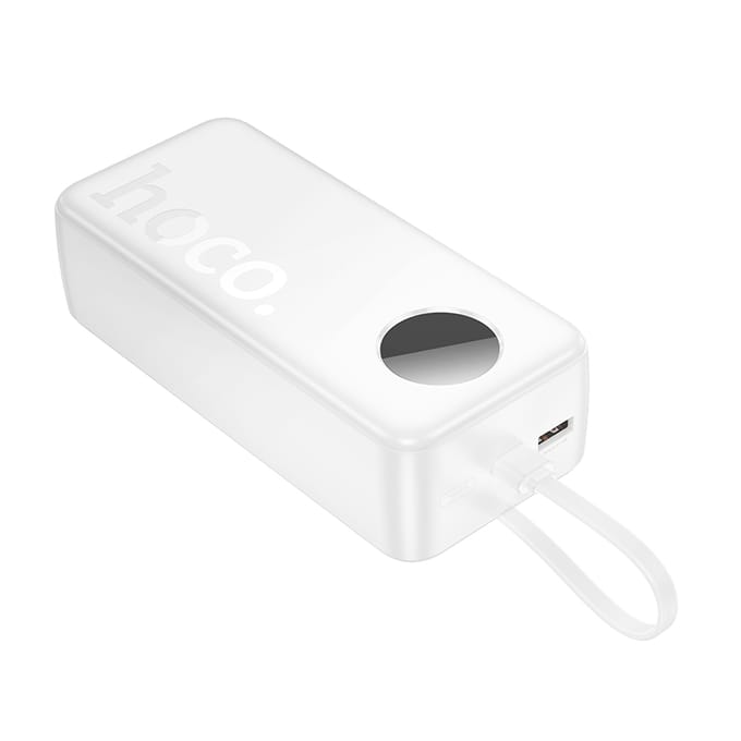 Hoco J132 Supercharge Powerbank met 3 geïntegreerde kabels - Wit - 30.000mAh