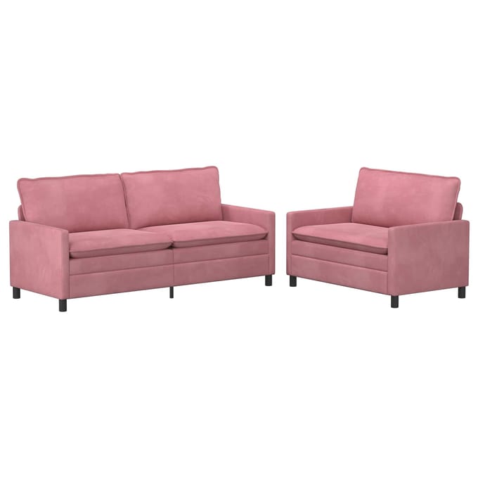 vidaXL - Bankstel - 2 - st - Roze - Fluweel