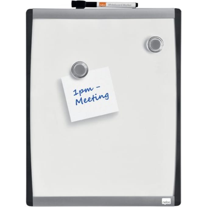 Nobo Whiteboard Met Gewelfde Lijst - 35,5 x 28cm - Inclusief Whiteboard Accessoires - Wit