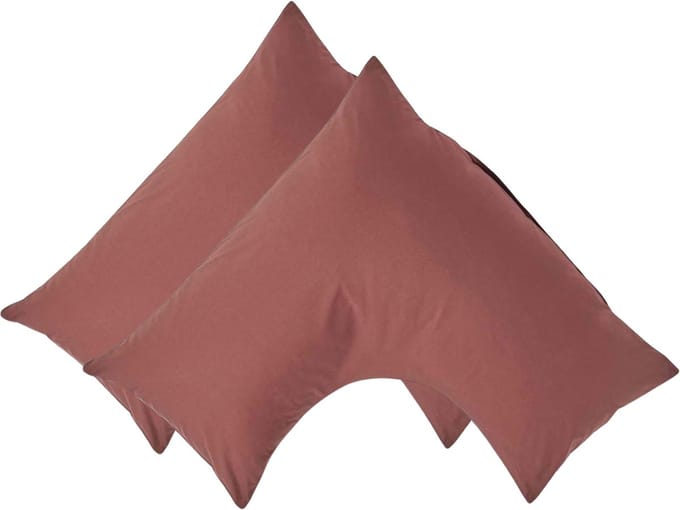Homescapes Percale Katoen V-Kussensloop Set van 2 - Chocoladebruin - 100% Egyptisch Katoen - 200TC - 38 x 76 cm