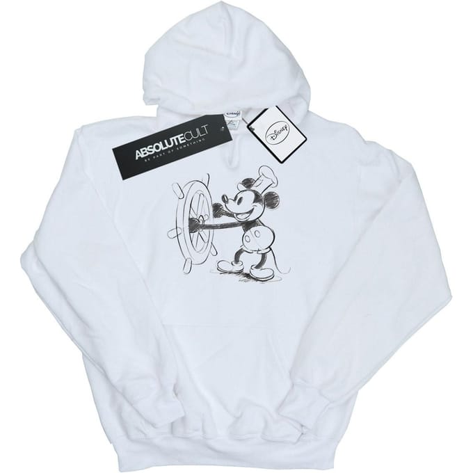 Disney Heren Mickey Mouse Steamboat Sketch Hoodie (Wit)