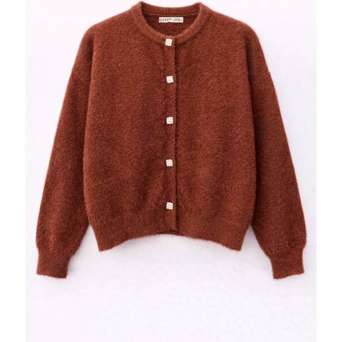 Oversized Jacquard Knopen Cardigan