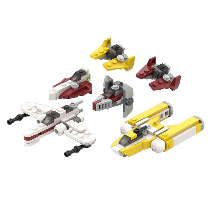 Gobricks MOC Ruimte Micro Republiek Sterrenjagers Ruimteschip Bouwstenen Planeet Imperium TIE Fighter DIY Kinder Cadeau gray