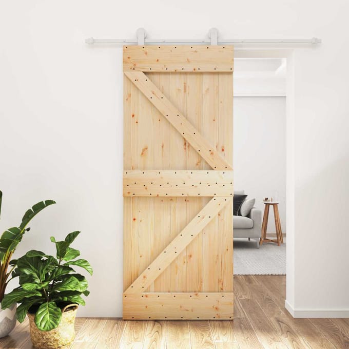 vidaXL - Schuifdeur - 85 - x - 210 - cm - Massief - Pine - Hout - (Onbehandeld)