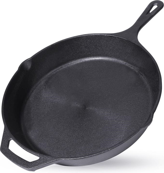 Koekenpan Gietijzeren LITINA 30 cm - Multifunctionele Pan voor Vlees - Groenten