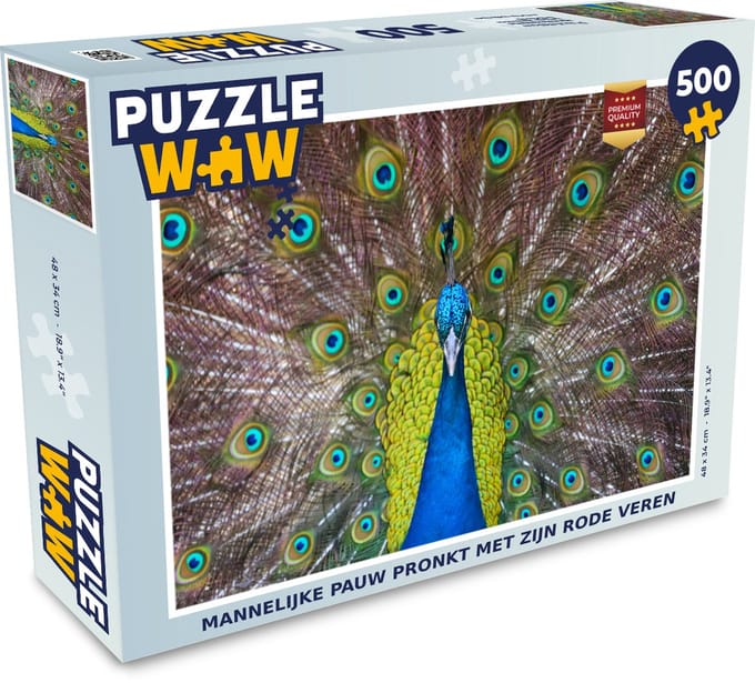 Puzzel Pauw - Veren - Ogen - Legpuzzel - Puzzel 500 stukjes