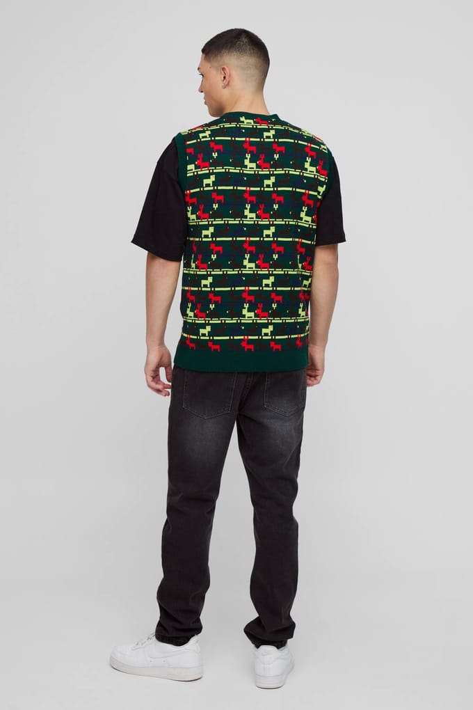 Regular Fit Secret Santa Christmas Vest | Green | Size Medium