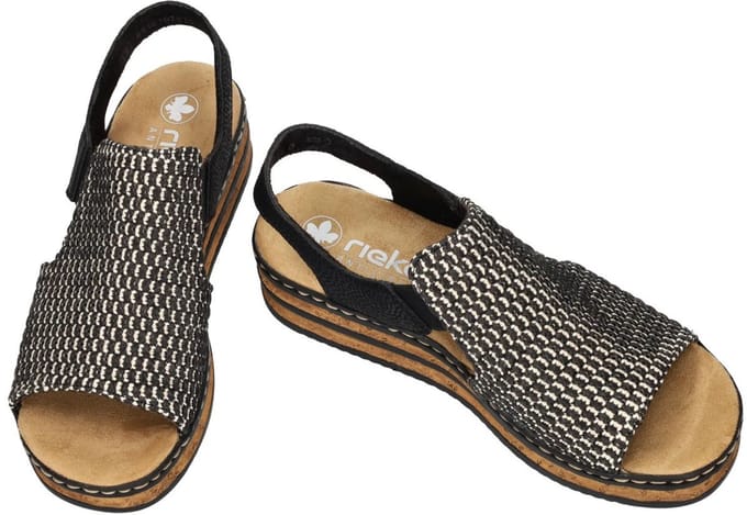 Rieker -Dames - zwart - sandalen - maat 38