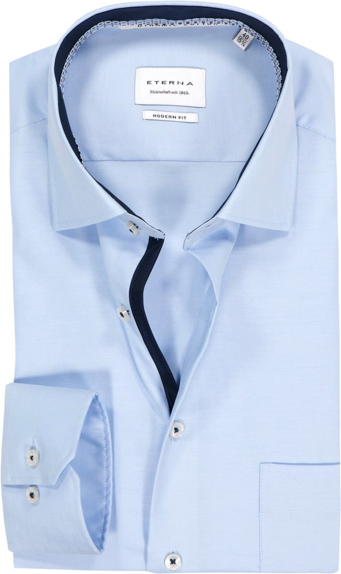 ETERNA modern fit overhemd - twill - lichtblauw - Strijkvrij - Boordmaat: 46