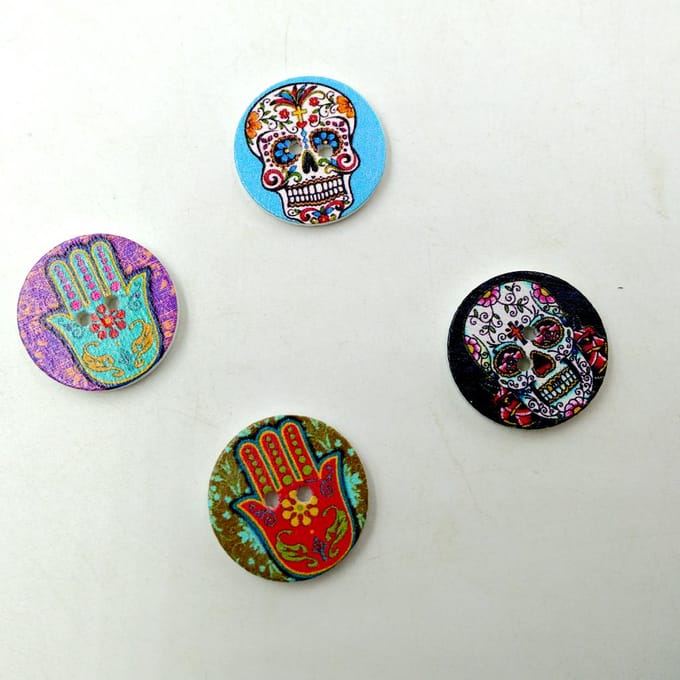 Boutons de couture peints en bois mélangé, 2 trous, artisanat, bricolage, Scrapbooking, 100 pièces
