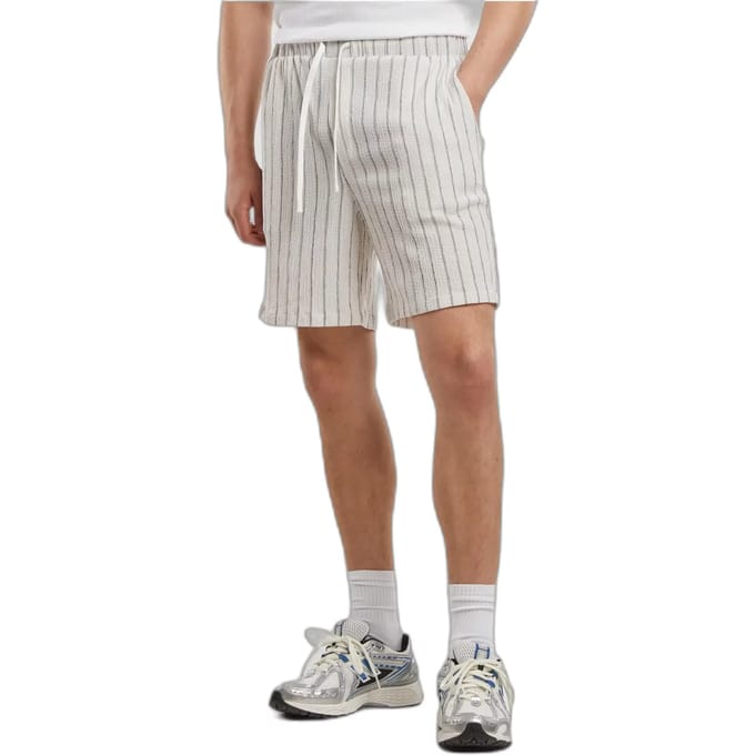 Urban Classics - Striped Crinkle Resort Korte broek - M - Gebroken wit/Zwart