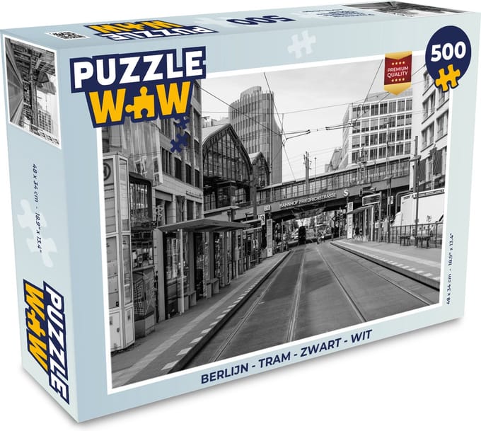Puzzel Berlijn - Tram - Zwart - Wit - Legpuzzel - Puzzel 500 stukjes