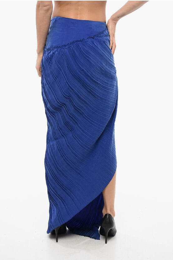Asymmetrische rok met gedrapeerd design in blauw