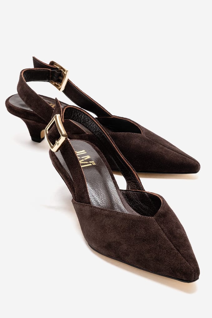 Dioris Leren Slingback Kitten Hak Pump