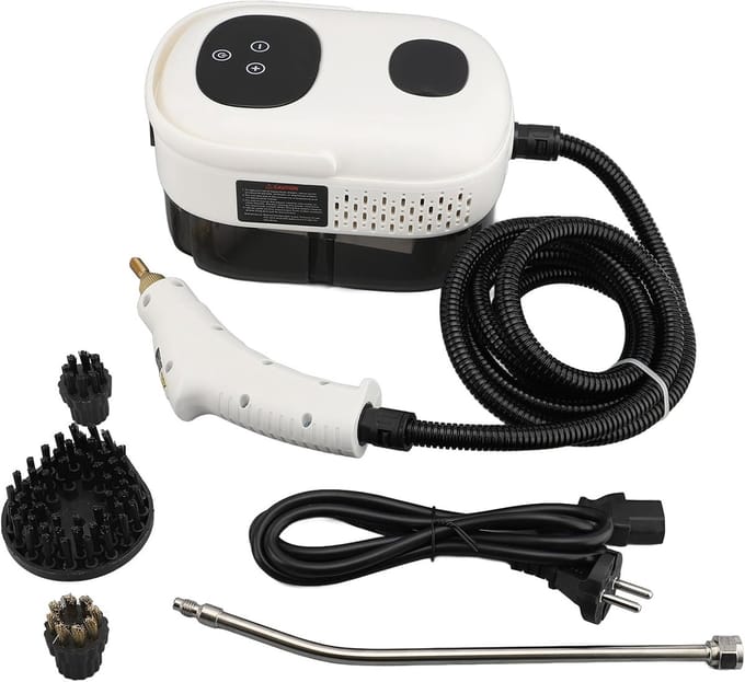 Handstoomreiniger - Hogedruk Stoomreiniger - Grondig Reinigen - 2500W Vermogen - 3 bar druk - Wit