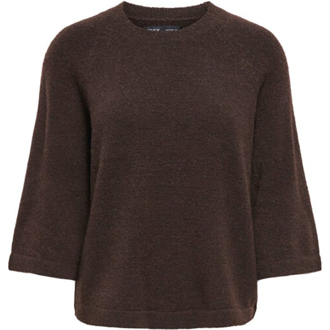 Only bruine dames trui   Ronde hals   Regular fit   Gemeleerd patroon   3/4 mouw Bruin XL