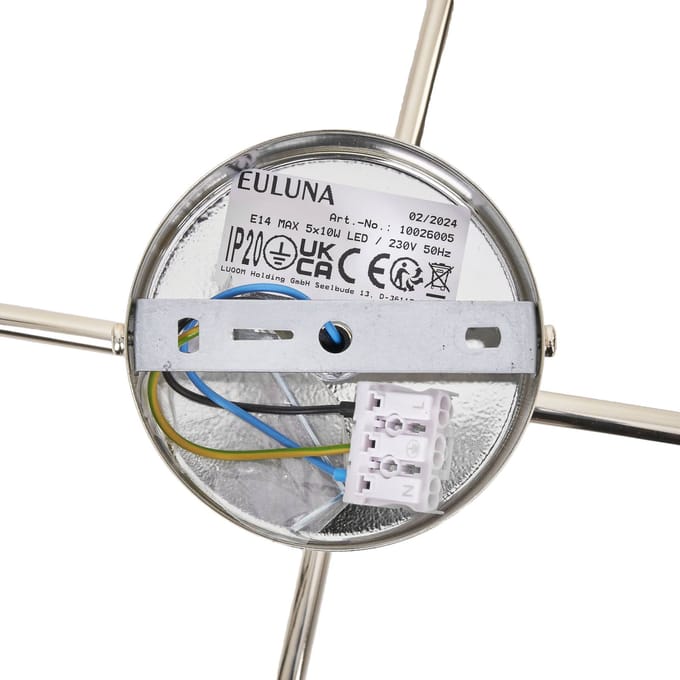 Euluna plafondlamp Karda, goudkleurig, 5-lamps