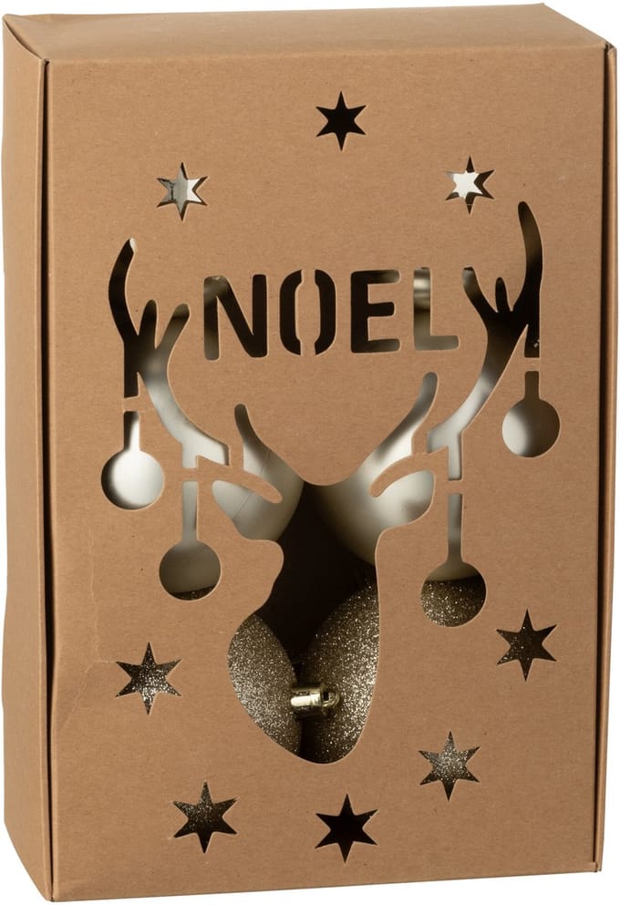 J-Line kerstbal - kunststof - beige - doos van 6