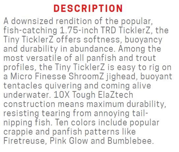 Zman Zacht kunstaas Tiny TicklerZ 1,75 Inch 8/Pack Firetreuse (3826)