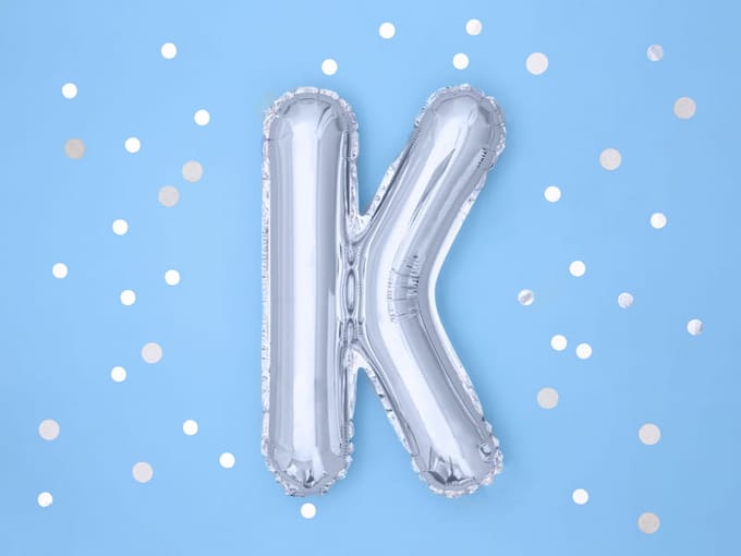 Partydeco - Folieballon Zilver Letter K (35 cm)