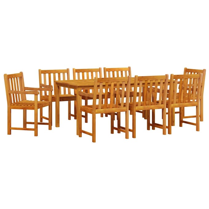 vidaXL - Tuin - Eettafel - Set - 9 - st - Bruin - Massief - Acacia - Hout
