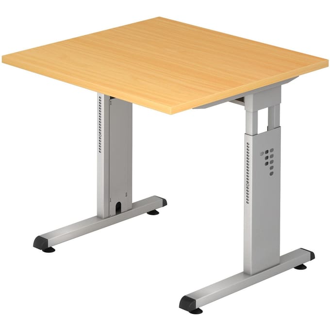 MEGA 8 S | Bureau - 80 x 80 Beuken/Zilver Tafelhoogte I In hoogte verstelbaar