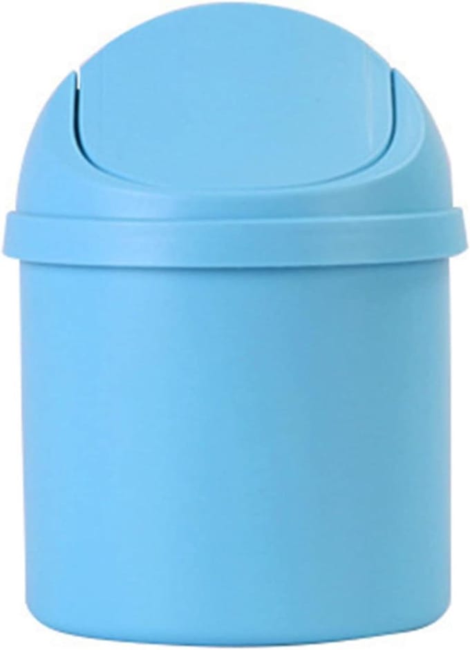 Desktop Trash Can, PP Countertop Trash Can with Intimate Lid, Mini Tabletop Dustbin, Compact Water Basket for Home Kitchen Desk Bedroom Vanity Living Room Coffee Table(Blue)