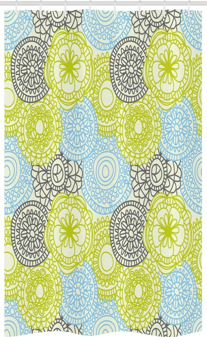 ABAKUHAUS douchegordijn – 120 x 180 cm – appelgroen aqua grijs, polyester