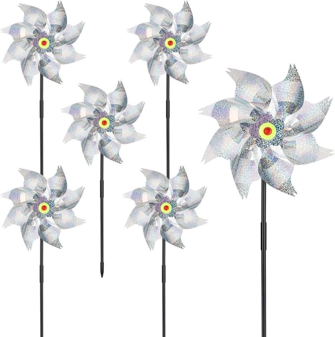 Set van 6 Reflecterende Windmolens voor Vogels, Afschrikmiddel voor Tuin en Balkon, Diameter 24 cm