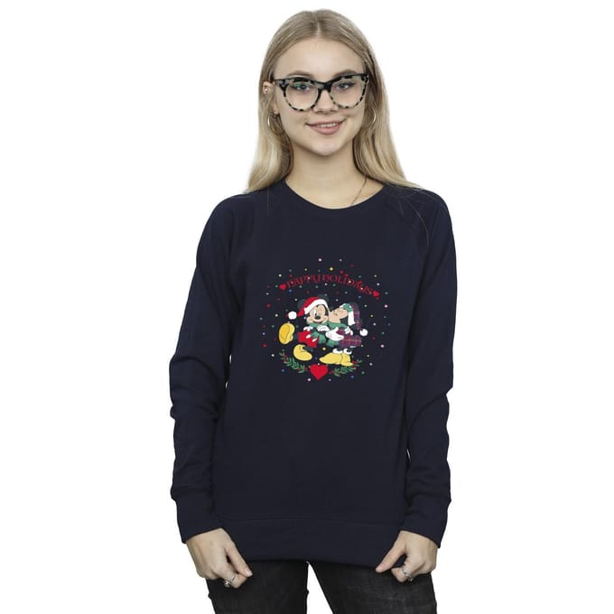 Disney Dames/Dames Mickey Mouse Mickey Minnie Kerstmis Sweatshirt (Marineblauw)
