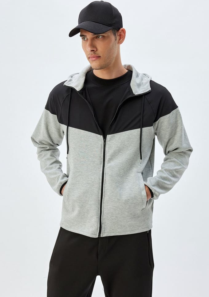 Capuchon kraag Met gebruik van twee verschillende stoffen Sweatshirt