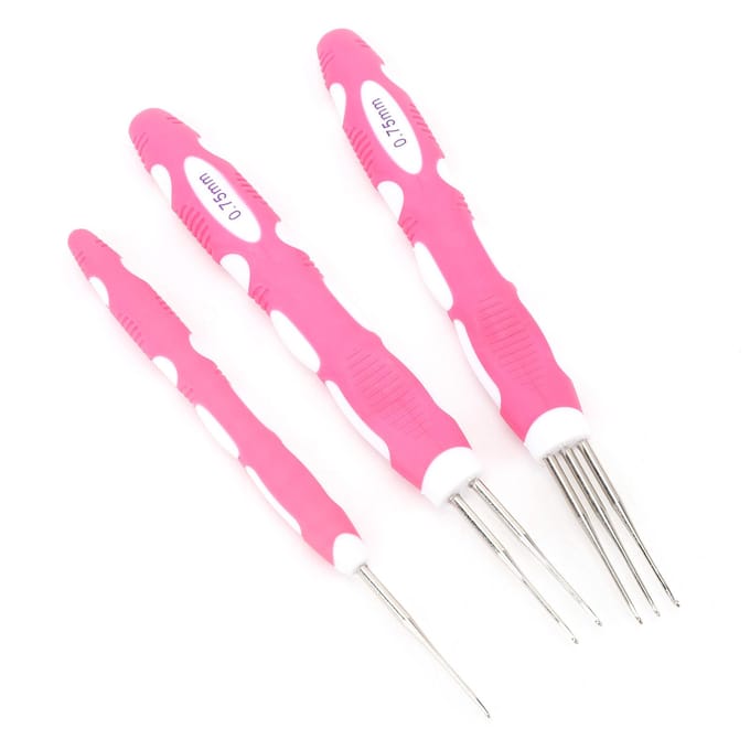 Crochet Dreadlocks 0,75 mm avec Outil d'Interverrouillage Manche Ergonomique Artisanat de Tresses Dread Locks pink