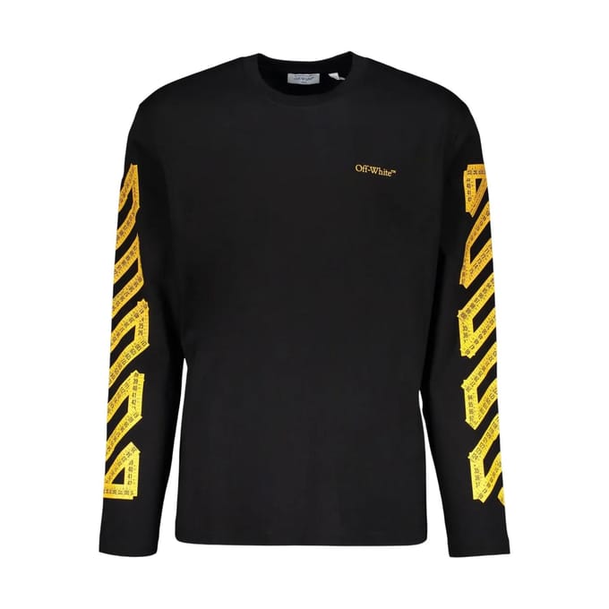 Off White Heren Tape Logo T-Shirt (Zwart/Citrus)