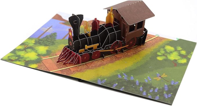 3D Pop-Up Stoomtrein Wenskaart voor Elke Gelegenheid