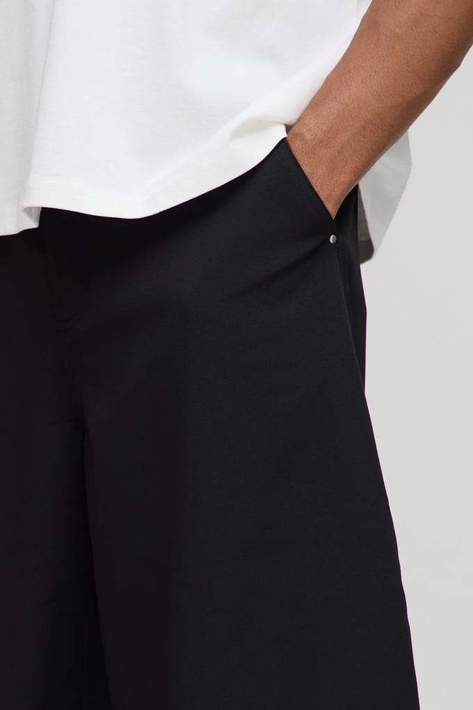 Wijde pasvorm Balloon Twill Broek met Klinkerdetails | Black | Size Medium