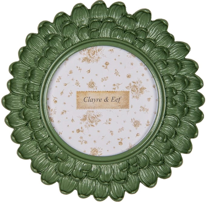 Clayre & Eef Fotolijst Ø 10 cm Groen Kunststof