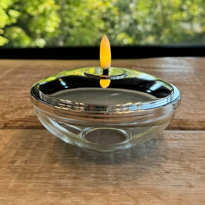 Sirius LED sfeerlamp Lia, chroom, accu, glas, kunststof