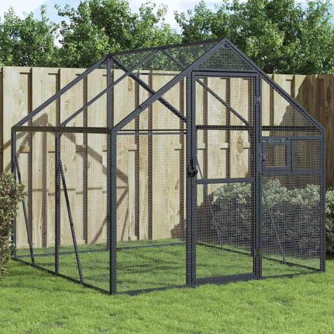 vidaXL Volière 1,79x2x1,85 m aluminium antracietkleurig